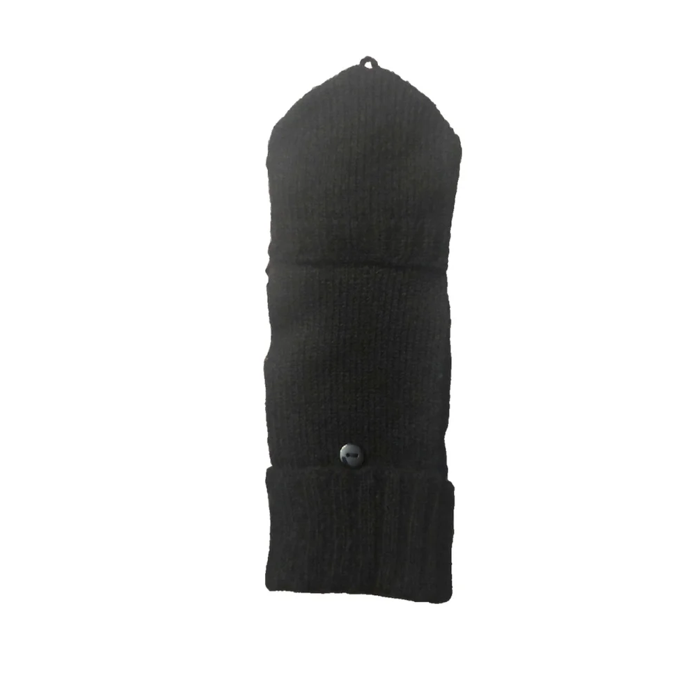 On 34th Wide-Ribbed Pop-Top Black Knit Gloves Sz One Size NWT